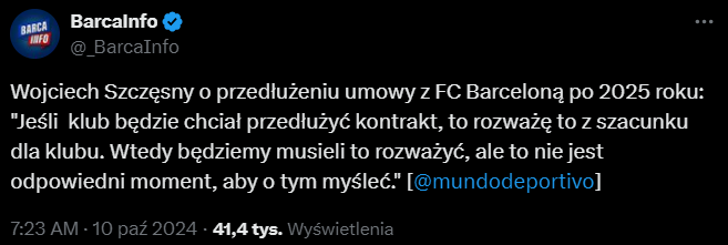 Wojciech Szczęsny nt. PRZEDŁUŻENIA UMOWY z Barcą!